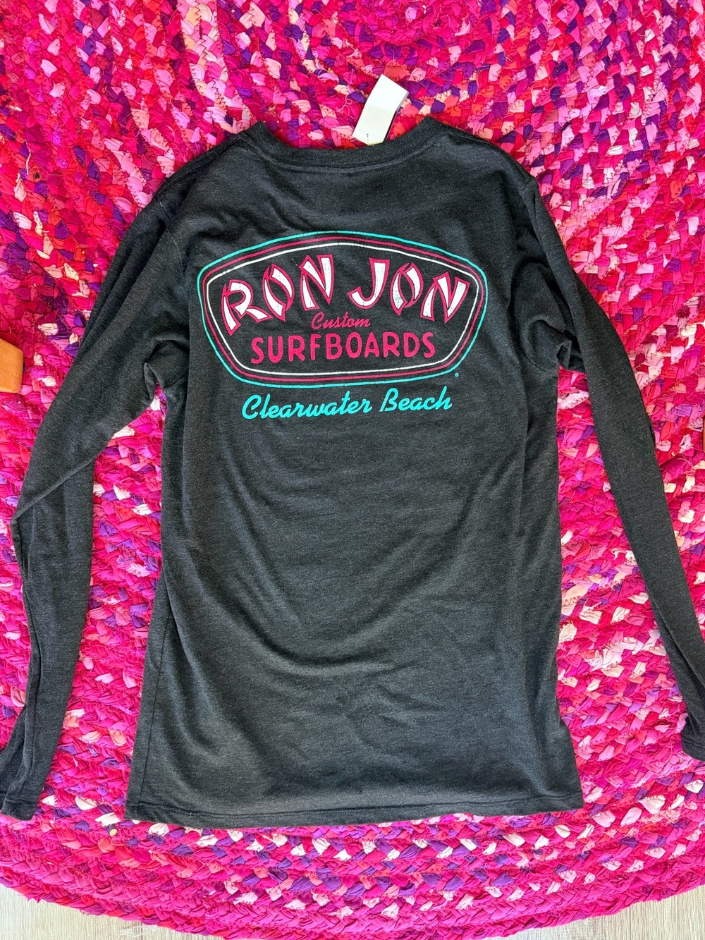 Ron Jon Charcoal Gray T‑Shirt with Teal Logo